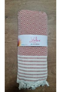 Life Line Pamuklu Saçaklı Süngersiz Çizgili Turuncu Tekli Koltuk Örtüsü 170x301 cm