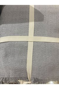 Akm Pamuklu Püsküllü Süngersiz Gri Tekli Koltuk Örtüsü 170x226 cm