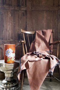 İssimo Home Maia Pamuklu - Polyester Saçaklı Süngersiz Düz Kahverengi Tekli Koltuk Örtüsü 170x230 cm