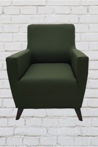 Şahane Ev Mikro Polyester Likralı Jakarlı Süngersiz Düz Giydirmeli Lastikli Haki Tekli Koltuk Örtüsü 55x8 cm
