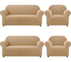 Furkanticaret Pamuklu - Polyester Süngersiz Düz Giydirmeli Somon 3-3-1-1 Koltuk Örtüsü 180x230 cm