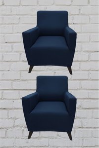 Şahane Ev Mikro Polyester Likralı Jakarlı Süngersiz Düz Giydirmeli Lastikli Mavi Tekli Koltuk Örtüsü 38x46 cm