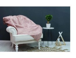 Ateş Tekstil Polyester Süngerli Mermer Desenli Pembe Tekli Koltuk Örtüsü 170x210 cm