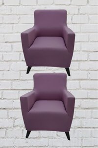 Şahane Ev Mikro Polyester Likralı Jakarlı Süngersiz Düz Giydirmeli Lastikli Pembe Üçlü Koltuk Örtüsü 38x46 cm