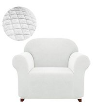 Güzelevim Polyester Likralı Süngersiz Kapitone Giydirmeli Beyaz Tekli Koltuk Örtüsü 60x80 cm