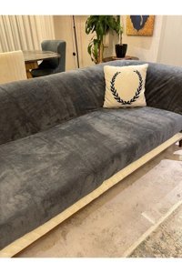 Mulberry Wellsoft Polyester Süngersiz Geometrik Desenli Antrasit Tekli Koltuk Örtüsü 220x300 cm