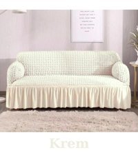 Furkanticaret Polyester Bürümcük Süngersiz Kapitone Giydirmeli Bej Tekli Koltuk Örtüsü 180x230 cm