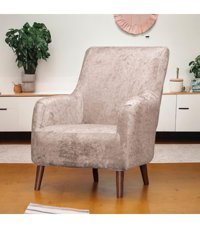 Btf Home Kadife Likralı Tüylü Süngersiz Düz Giydirmeli Lastikli Kahverengi Tekli Koltuk Örtüsü 80x120 cm