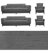 Faiend Jakarlı Süngersiz Düz Giydirmeli Gri 3-3-1-1 Koltuk Örtüsü 230x180 cm
