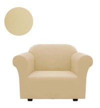 Akbu Polyester Likralı Süngersiz Düz Giydirmeli Lastikli Bej Tekli Koltuk Örtüsü 75x115 cm