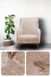 Bibaha Kadife Süngersiz Giydirmeli Lastikli Kahverengi Tekli Koltuk Örtüsü 120x80 cm