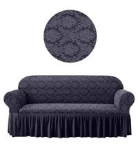 Uytm Likralı Drapeli Süngerli Çiçek Desenli Giydirmeli Gri Tekli Koltuk Örtüsü 180x230 cm