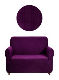Elgeyar Polyester Likralı Jakarlı Süngersiz Armürlü Giydirmeli Mor İkili Koltuk Örtüsü 140x180 cm
