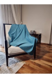Fem Life Polyester Süngersiz Düz Turkuaz Tekli Koltuk Örtüsü 110x200 cm