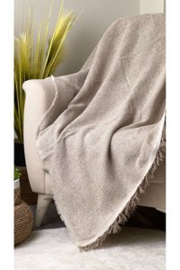 Evimebu Pamuklu Polar Saçaklı Süngersiz Lacivert Tekli Koltuk Örtüsü 170x210 cm