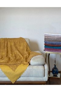 Poyraz Garanti Akrilik Nubuk Jakarlı Süngersiz Düz Hardal Üçlü Koltuk Örtüsü 180x220 cm