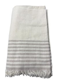 Uzhanem Keten Polar Saçaklı Süngersiz Çizgili Bej Tekli Koltuk Örtüsü 170x220 cm