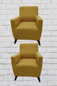 Şahane Ev Mikro Polyester Likralı Jakarlı Süngersiz Düz Giydirmeli Lastikli Hardal Üçlü Koltuk Örtüsü 38x46 cm
