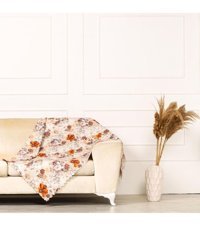 Benimol Polyester Süngersiz Çiçek Desenli Turuncu Tekli Koltuk Örtüsü 175x302 cm