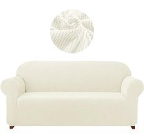 Uytm Pamuklu - Polyester Bürümcük-Likralı Süngerli Çizgili Giydirmeli Bej Tekli Koltuk Örtüsü 180x230 cm