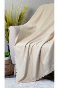 Evimebu Şönil Polar Jakarlı Süngersiz Düz Bej Tekli Koltuk Örtüsü 170x210 cm