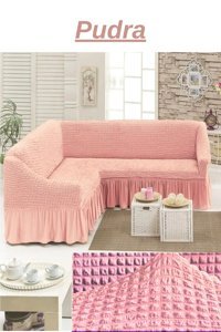 E Bahar Polyester Bürümcük Jakarlı Süngersiz Armürlü Giydirmeli Pembe Dörtlü Koltuk Örtüsü 400x550 cm