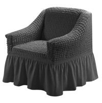 Karahanlı Pamuklu - Polyester Bürümcük Fırfırlı Süngersiz Kapitone Giydirmeli Siyah Tekli Koltuk Örtüsü 80x120 cm