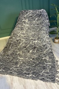 Lemonjure Pamuklu Saçaklı Süngersiz Çizgili Yeşil Tekli Koltuk Örtüsü 170x220 cm