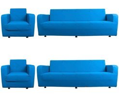 Bloom Home Polyester Likralı Süngersiz Düz Giydirmeli Lastikli Mavi Dörtlü Koltuk Örtüsü 200x230 cm