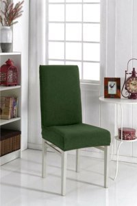 Karahanlı Pamuklu - Polyester Likralı Süngersiz Çiçek Desenli Giydirmeli Yeşil Tekli Koltuk Örtüsü 34x48 cm
