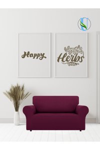 Uy Style Tekstil Polyester Likralı Süngerli Armürlü Giydirmeli Mor Tekli Koltuk Örtüsü 125x175 cm