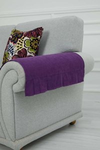 Aisha's Design KC-3 Polyester Örgü Pileli Süngersiz Düz Mor İkili Koltuk Örtüsü 65x62 cm