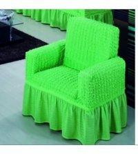 Elgeyar Pamuklu - Polyester Bürümcük Jakarlı Süngersiz Armürlü Giydirmeli Yeşil Tekli Koltuk Örtüsü 70x80 cm