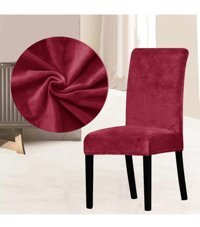 Abeltrade Kadife Süngersiz Düz Giydirmeli Lastikli Kırmızı Tekli Koltuk Örtüsü 35x65 cm