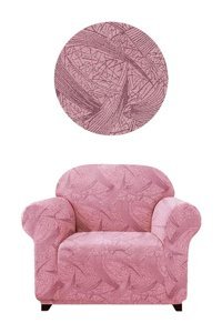 Elgeyar Polyester Likralı Jakarlı Süngersiz Giydirmeli Pembe Tekli Koltuk Örtüsü 75x120 cm