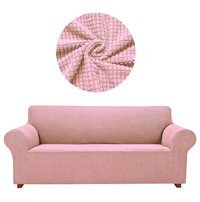Elgeyar Polyester Likralı Jakarlı Süngersiz Armürlü Giydirmeli Pembe Üçlü Koltuk Örtüsü 180x230 cm