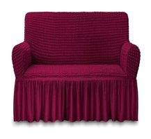 Elgeyar Polyester Bürümcük Jakarlı Süngersiz Armürlü Giydirmeli Bordo İkili Koltuk Örtüsü 140x180 cm