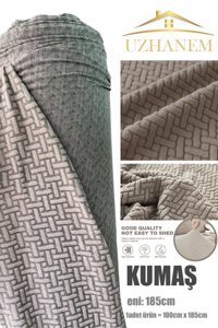 Uzhanem Pamuklu - Polyester Bürümcük-Likralı Jakarlı Süngerli Geometrik Desenli Giydirmeli Kahverengi Tekli Koltuk Örtüsü 100x180 cm