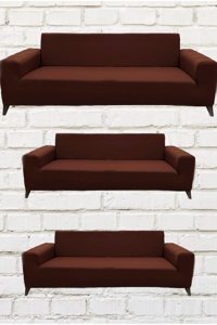Şahane Ev Mikro Polyester Likralı Jakarlı Süngersiz Düz Giydirmeli Lastikli Kiremit Tekli Koltuk Örtüsü 55x13 cm