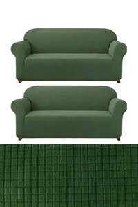 E Bahar Polyester Likralı Jakarlı Süngersiz Armürlü Giydirmeli Yeşil Altılı Koltuk Örtüsü 180x230 cm