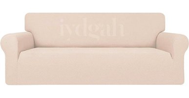Iydgah Pamuklu - Polyester Süngersiz Düz Giydirmeli Krem Üçlü Koltuk Örtüsü 180x230 cm
