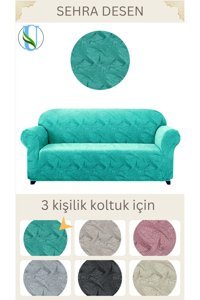 Uy Style Tekstil Likralı Jakarlı Süngerli Armürlü Giydirmeli Yeşil Tekli Koltuk Örtüsü 180x230 cm