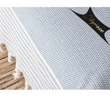 Skyrose Pamuklu Polar Saçaklı Süngersiz Çizgili Mavi Tekli Koltuk Örtüsü 220x180 cm