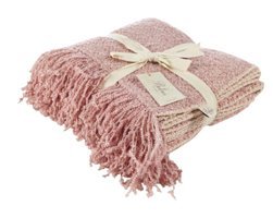 Betires Home TA-20001 Akrilik-Pamuklu Püsküllü Süngersiz Pembe Tekli Koltuk Örtüsü 130x170 cm