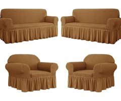 Elgeyar Pamuklu - Polyester Bürümcük Jakarlı Süngersiz Armürlü Giydirmeli Mavi Altılı Koltuk Örtüsü 183x230 cm