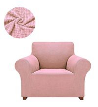 Uytm Bambu - Pamuklu Likralı Süngerli Çizgili Giydirmeli Pembe Tekli Koltuk Örtüsü 180x230 cm