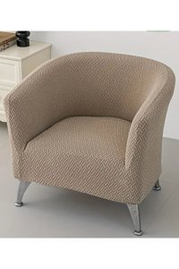 Uzhanem Papatya Pamuklu - Polyester Bürümcük-Likralı Süngerli Geometrik Desenli Giydirmeli Lastikli Lacivert Tekli Koltuk Örtüsü 80x75 cm