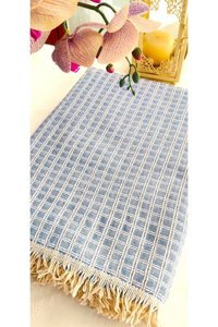 A.Z.H. Windores Pamuklu - Polyester Süngersiz Armürlü Mavi Tekli Koltuk Örtüsü 170x230 cm