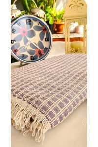 A.Z.H. Pamuklu - Polyester Süngersiz Armürlü Mor Tekli Koltuk Örtüsü 170x230 cm