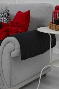 Aisha's Design KC-3 Polyester Örgü Pileli Süngersiz Düz Siyah İkili Koltuk Örtüsü 65x62 cm